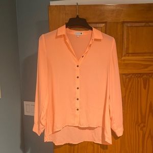 Coral button down blouse